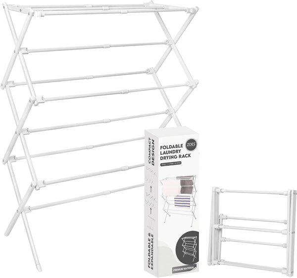 2026 Enhanced Clothes Drying Rack | Foldable Drying Rack Clothing for Laundry | Small Collapsible Portable Dryers for Laundry | Use for Indoor & Outdoor | White 37.5"X29"X12"