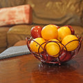 round Fruit Basket, Decorative Kitchen Counter Bowl, 10 3/8-Inch Diameter, Red Color