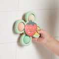 Pop & Whirl – Fidget Spinner Travel & Bath Toy for Babies & Toddlers – Fidget W/Textured Silicone Popper to Develop Fine Motor Skills –Sticks to Highchairs, Tables, Tubs, More (Strawberry)