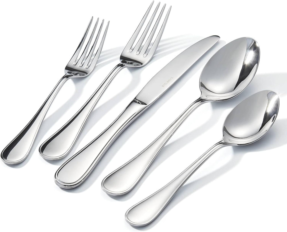 40 Piece Teardrop Silverware Set for 8, 18/10 Stainless Steel Flatware Set, Modern Design Cutlery Set for Home/Hotel/Wedding,Mirror Polished and Dishwasher Safe