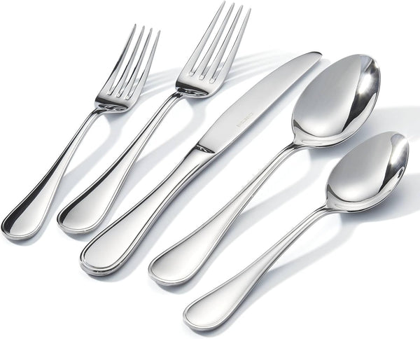 40 Piece Teardrop Silverware Set for 8, 18/10 Stainless Steel Flatware Set, Modern Design Cutlery Set for Home/Hotel/Wedding,Mirror Polished and Dishwasher Safe