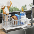 Sponge Holder for Kitchen Sink, Sink Caddy Organizer with High Brush Holder, Kitchen Countertop Organizers and Storage Essentials, Rustproof 304 Stainless Steel (Silver, 9.25″)