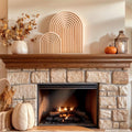 2 Pcs Natural Wood Arch Decor, Boho Shelf & Serving Board for Fireplace Mantel, Kitchen Counter - Light Pine Finish, Scandinavian & Japandi Style Aesthetic Accents for Living Room, Home Office