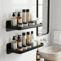 2Pc Wall Mounted Floating Shelf, Acrylic Display Ledges with Edge Design, Small Space-Saving Display & Organizer for Living Room, Bathroom, Gaming Room, Office (Black)