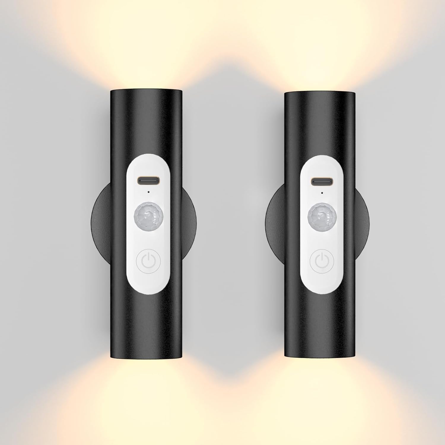 Motion Sensor Wall Lights Indoor, 2-Pack Rechargeable Wireless Wall Sconces with Remote Control, Magnetic Stick on LED Wall Lamp for Bedroom, Hallway, Stair, 3 Color Modes & Dimmable