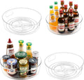 4 Pack Lazy Susan Organizer for Cabinet, Upgraded 11.5" Clear Turntable Organizer with Handles and Raised Edge, Lazy Susan for Table Top, Pantry Organizers and Storage for Kitchen, Refrigerator