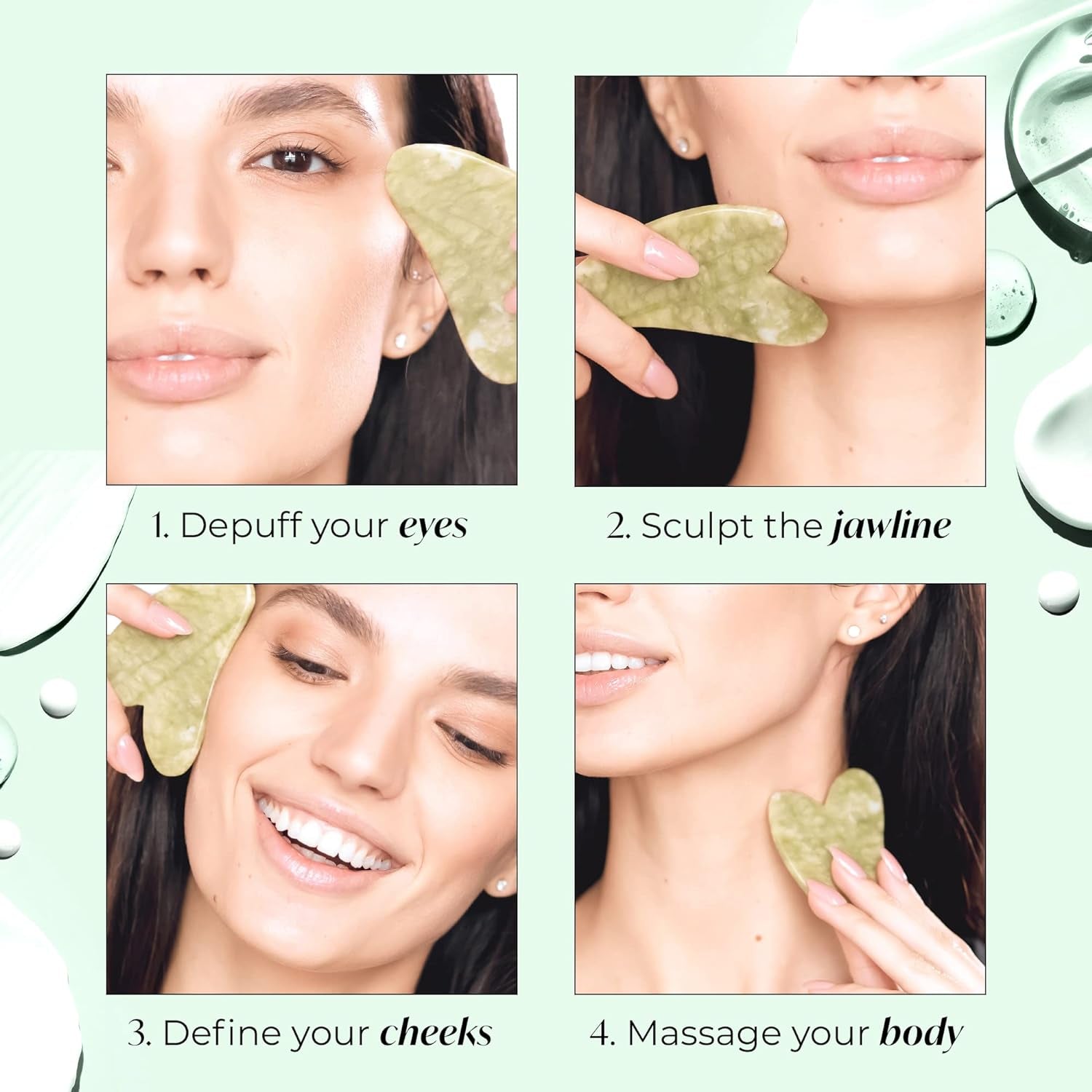 Gua Sha Facial Tools | Gifts | Massage Tool | Jawline Sculptor | Face Sculpting Tool for Your Skin Care Routine | Jade Guasha