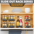 Pull Out Spice Rack Organizer for Cabinet, Heavy Duty Slide Out Seasoning Kitchen Organizer, Cabinet Organizer, with Labels, 5.2" W X10.75 D X10 H, 2 Drawers 2-Tier