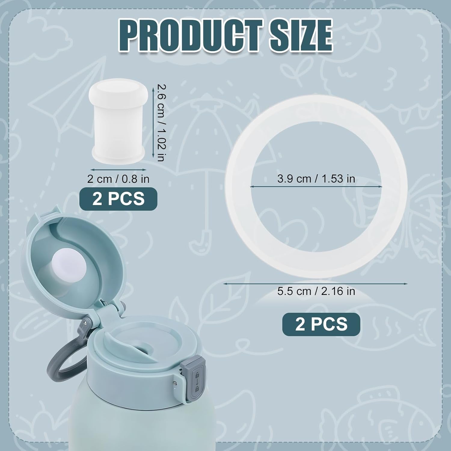 4Pcs Stopper and Seal Gasket Rings Set for Momcozy 17Oz Portable Milk Warmer, Bpa-Free Silicone Replacement Accessories Set Compatible with Momcozy Bottle Warmer Lid Replacement Parts