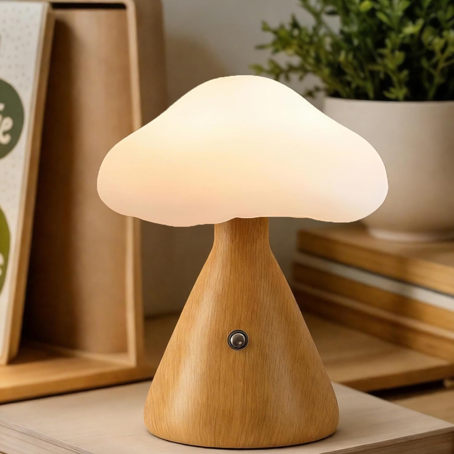 Cordless Table Lamp,Mushroom Lamp with 3 Colors,Rechargeable LED Reading Light,Touch Lamps for Nightstand,Aesthetic Lamp for Dorm Bedroom Living Room Home Decor