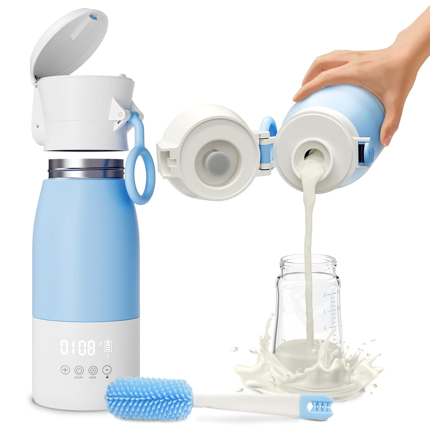 Portable Bottle Warmer for Travel - 17Oz Portable Milk Warmer for Baby with Patent-Designed Formula Storage, 16000Mah Bottle Warmer on the Go for Breast Milk & Formula, Ideal for Car Outdoor