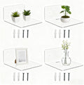 4 Pack Small Floating Shelves for Wall, 4'' Clear Acrylic Wall Shelf Display Ledges for Bedroom, Bathroom, Living Room & Office, Mini Storage Shelves Screw Installation