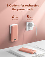 Portable Charger with Built-In AC Plug and Cables, All in One 10000Mah Ultra Slim Power Bank Travel Essentials, Fast Charging Battery Pack Compatible with Iphone, Samsung, More(Dark Pink)