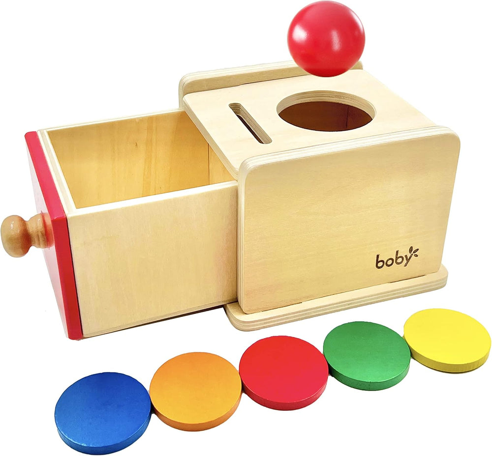 Dailyfunn Montessori Toys Coin&Ball 2-In-1 Drop Box Object Permanence Box for Infant Baby Preschooler 6-24 Months