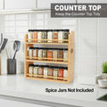 3 Tier Bamboo Spice Rack, Spice Rack Organizer, Seasoning Jars Rack Shelf Spice Organizer for Kitchen Counter or Wall Mounting, Spice Storage Holder with Handles, Jars Not Included,Natural