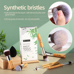 Makeup Brush Set 11Pcs Bamboo Synthetic Kabuki Brush Set Foundation Powder Blending Concealer Eye Shadows Blush Cosmetics Brushes with Travel Organizer Bag & Makeup Sponge (Bamboo 11)