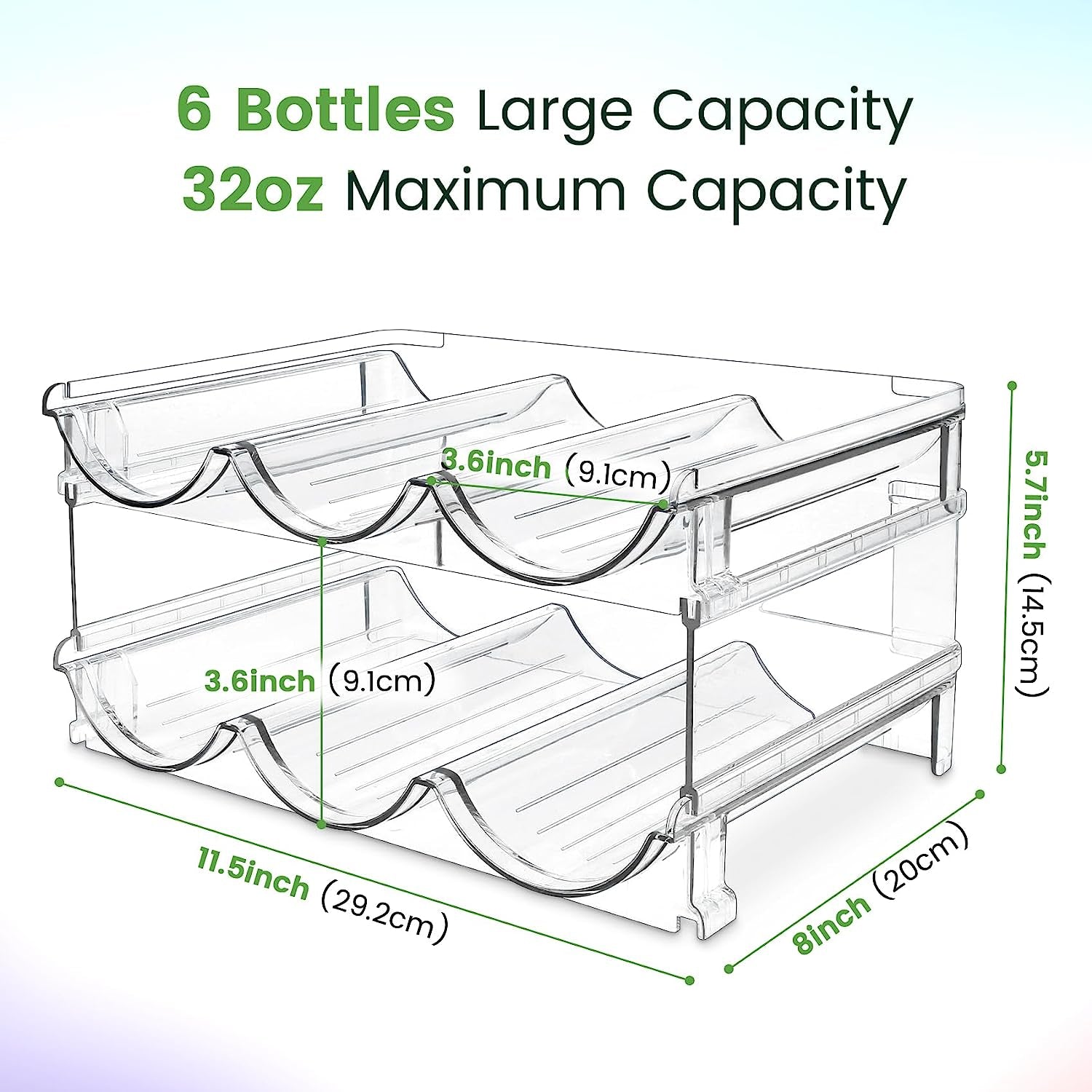 Water Bottle Organizer for Cabinet, Water Bottle Storage Organizer, 2 Packs Water