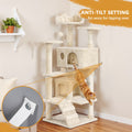 54 Inch Cat Tree Tower with Scratching Post, Multi-Level Cat Condo Pet House Play with Stable Base, Beige