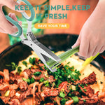 Herb Scissors with 5 Blades and Cover, Kitchen Herb Cutter with Cleaning Comb, Stainless Steel Multi Blade Herb Shears for Basil Parsley Cilantro, Easy Clean Cooking Tool, Unique Kitchen Gadgets Gift