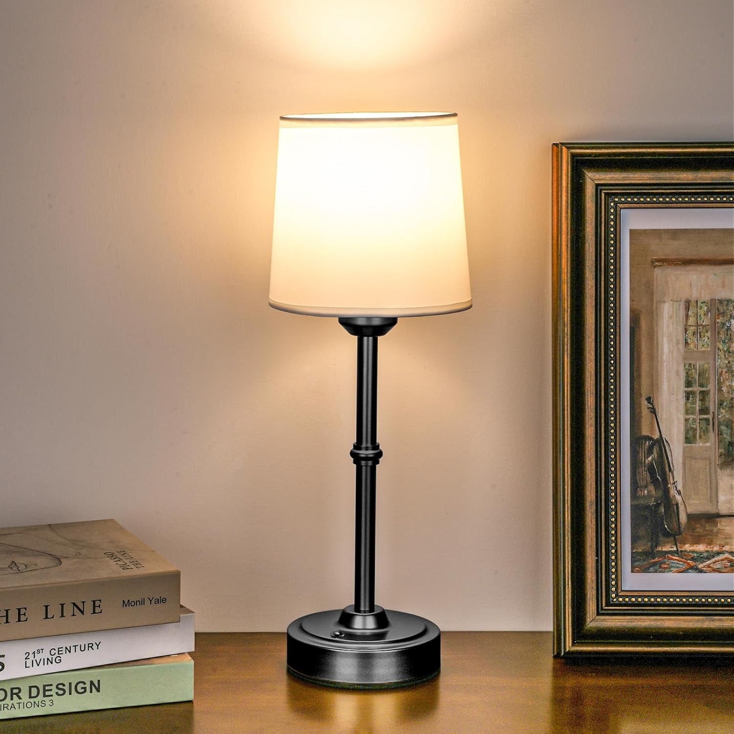 Cordless Led Table Lamp,6000Mah Battery Powered Table Light,Wireless Lamps for Living Room Restaurant/Patio/Home Bar/Dining/Dinner/Bedside/Nightstand/Desk Lamp-Touch Lamp-Black/Vintage