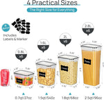 Airtight Food Storage Containers with Lids,  24 Pcs Plastic Kitchen and Pantry Organization Canisters for Cereal, Dry Food, Flour and Sugar, BPA Free, Includes 24 Labels，Black