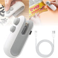Mini Bag Sealer, 2-In-1 Rechargeable Mini Heat Sealer & Cutter, Magnetic Portable Plastic Bag Sealer for Snacks, Chips, Food Freshness Storage (White)