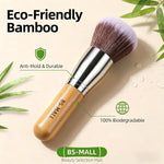 Makeup Brush Set 11Pcs Bamboo Synthetic Kabuki Brush Set Foundation Powder Blending Concealer Eye Shadows Blush Cosmetics Brushes with Travel Organizer Bag & Makeup Sponge (Bamboo 11)