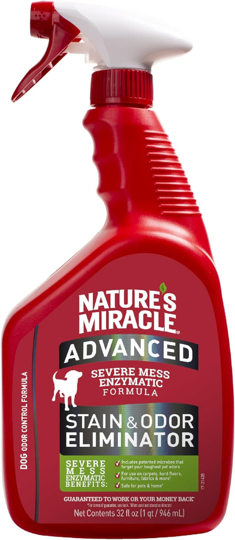 Natureâ€™S Miracle Advanced Stain and Odor Eliminator Dog Spray, Fresh Scent, Severe Mess Enzymatic Formula for Tough Pet Messes, 32 Oz