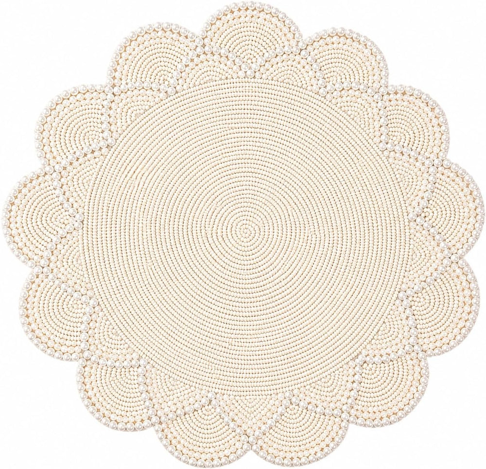 Round Ivory Placemats 13 Inches- Set of 1 | Heat Resistant Mats for Kitchen and Dining Table Décor- Non Slip Placemat for Special Occasions and Everyday Use | Ideal for Gatherings