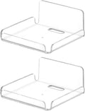 2 Pack Clear Acrylic Floating Shelves, Wall Mounted, No Drill, Space Saving, Transparent, Secure Mounting, Easy Installation, Cable Management, Bathroom Office Home