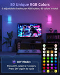 Battery Operated Wall Sconce, Rechargeable Wall Sconces Set of Two with Remote, 3 Color & 80 RGB Wireless Wall Mount Light, Dimmable, Timer, Peel and Stick, Fabric Linen Wall Lights for Bedroom