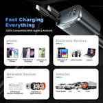 Retractable Car Charger 4 in 1, Car Charger USB C Fast Charge 84W Cigarette Lighter USB Charger, Travel Essentials Car Accessories Gifts for Men Women for Iphone 17 16 15 14 13 12 Pro Max, Samsung