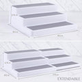 3â€“Tier Expandable Plastic Spice Rack - Adjustable Length, Stability with Non-Skid Shelf, Three Tiers for Easy Visibility, Organizer for Kitchen Cabinet, Pantry or Countertop, White/Grey