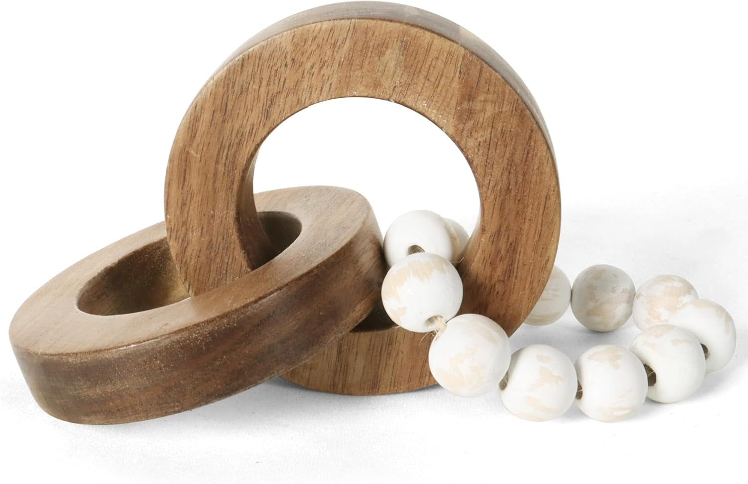 Wood Chain Link Decor, Minimalist Handmade Carved Knot DÃ©cor Accents for Shelf Coffee Table, Natural Boho Farmhouse Rustic Home Decor, Best Housewarming Gifts (8.86 Inch)