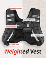 Weighted Vest, 6Lb/8Lb/12Lb/16Lb/20Lb/25Lb/30Lb Weight Vest with Reflective Stripe for Workout, Strength Training, Running, Fitness, Muscle Building, Weight Loss, Weightlifting