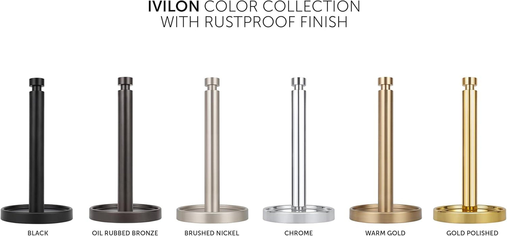 Countertop Paper Towel Stand - Steady and Easy Tear - Fits All Paper Towel Rolls - Warm Gold
