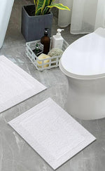 Reversible White Cotton Bath Mat Rug – 17X24, Water Absorbent, Machine Washable Bathroom Rug Mat for outside Bathtub