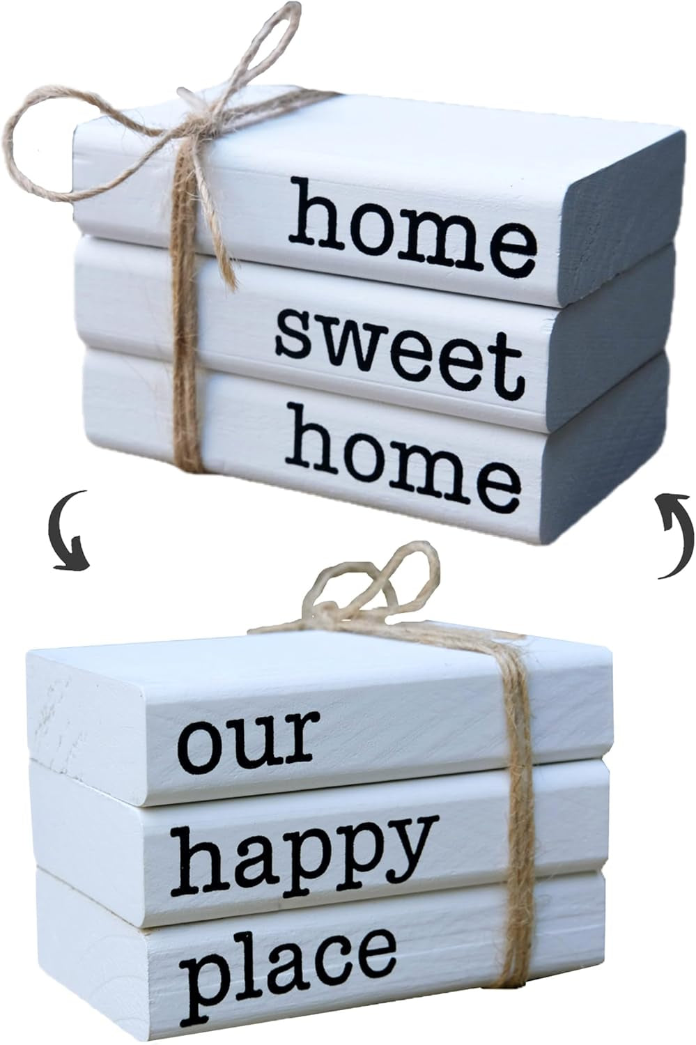 Farmhouse Mini White Decorative Books for Tiered Tray Decor - Wooden Book Stack Faux Books for Coffee Table Living Room Decoration - Small Shelf Decor Accent