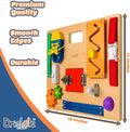Busy Board - Wooden Montessori Activity Board for Toddlers & Kids - 12 Educational Sensory Toys to Learn Basic Life Skills & Develop Fine Motor Skills + Baby Mirror