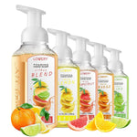 Foaming Hand Soap Pump - 5-PK - Moisturizing Hand Soap Foam with Aloe Vera & Essential Oils - Alcohol-Free Hand Wash in Citrus Blend, Lemon, Orange, Lime, Grapefruit Fragrances for Kitchen & Bathroom