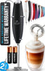 Powerful Milk Frother Wand with Duracell Batteries - Ultra Fast Handheld Drink Mixer - Electric Whisk Foam Maker for Coffee, Lattes, Cappuccino & Matcha - Z1 Motor - Black
