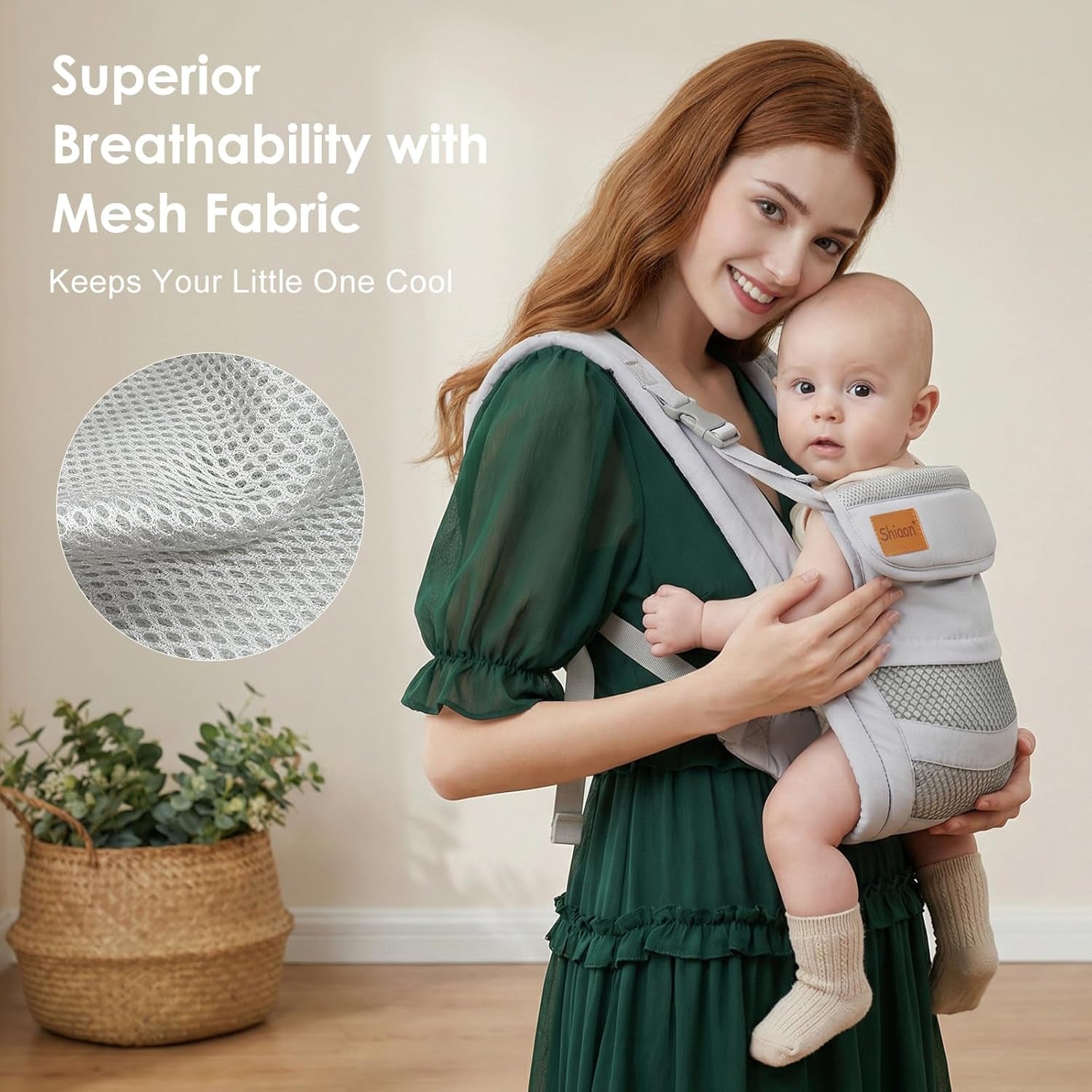 Baby Carrier Newborn to Toddler(8-30Lbs), Toddler Carrier with Adjustable Shoulder Strap, Baby Holder Carrier with Breathable Mesh Fabric, Grey