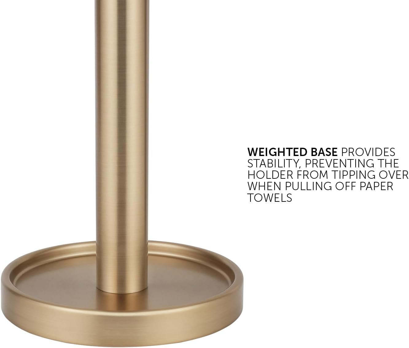 Countertop Paper Towel Stand - Steady and Easy Tear - Fits All Paper Towel Rolls - Warm Gold