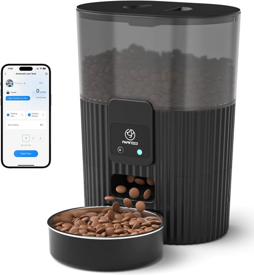 Automatic Cat Feeder with App, 2.4G Wifi Cat Food Dispenser, 3L Slow Feeder Timed Cat Feeders for Dry Food, 10 Meals/Day, 6 Portions/Meal, Dual Power Supply Smart Pet Feeder for Small Dog