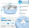Baby Bowls with Suction, Stainless Steel Toddler Bowl with Removable Silicone Sleeve, Non-Slip Child Food Bowl with Silicone Suction, Unbreakable Kids Bowls for Feeding, Blue+Green+Grey, 3 Pack