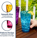 Optix Plastic Reusable Drinking Glasses (Set of 8) 20Oz Water Cups in Jewel Tone Colors | Bpa-Free Tumblers, Made in USA | Top-Rack Dishwasher Safe