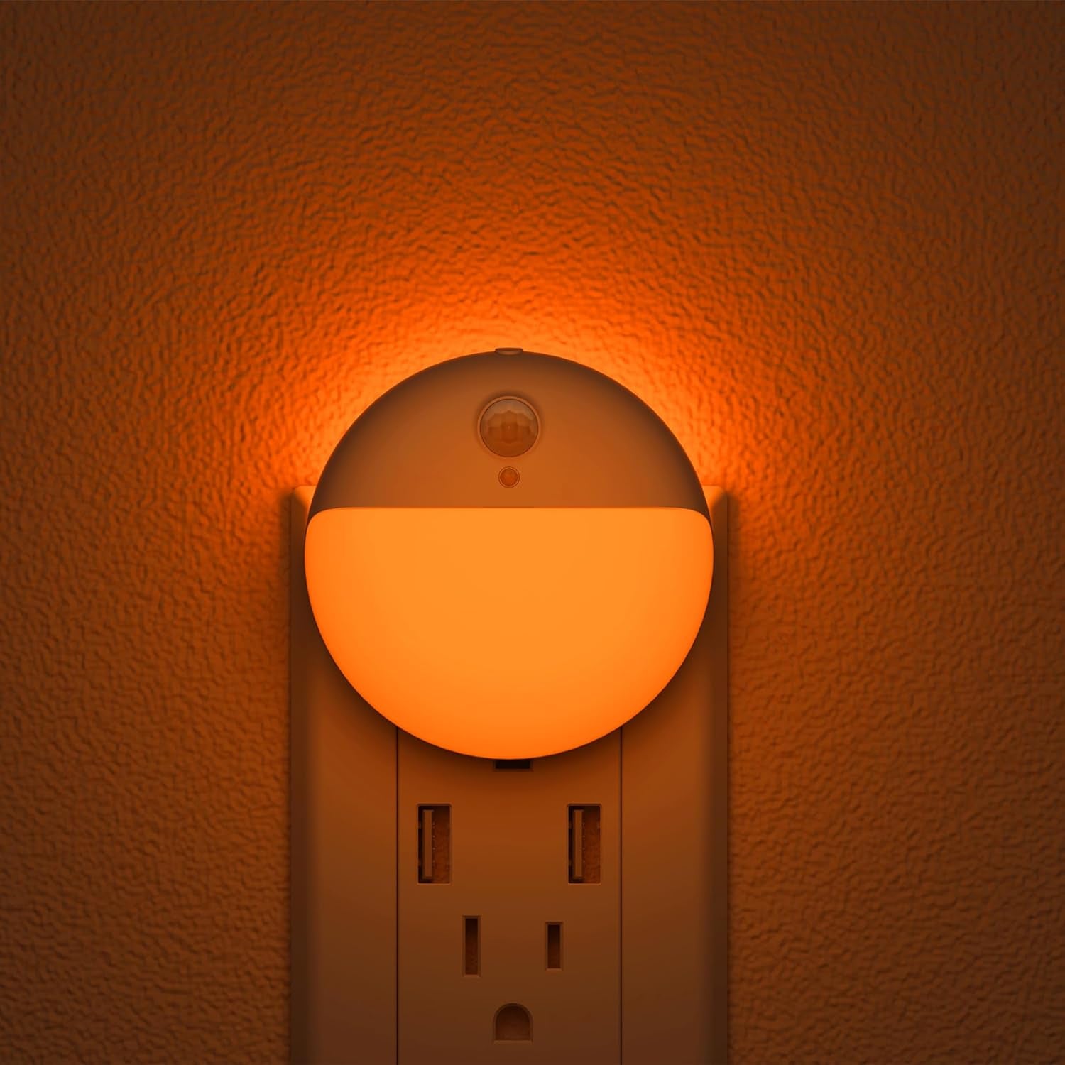 2 Pack Plug in Sleep Night Light with Motion Sensor and Dusk to Dawn Sensor, 3 Modes, Soft Glow, Stepless Dimming, LED Lights for Bedroom, Sleep, Baby Nursery, Kids, Toddler, Home Decor (Amber)