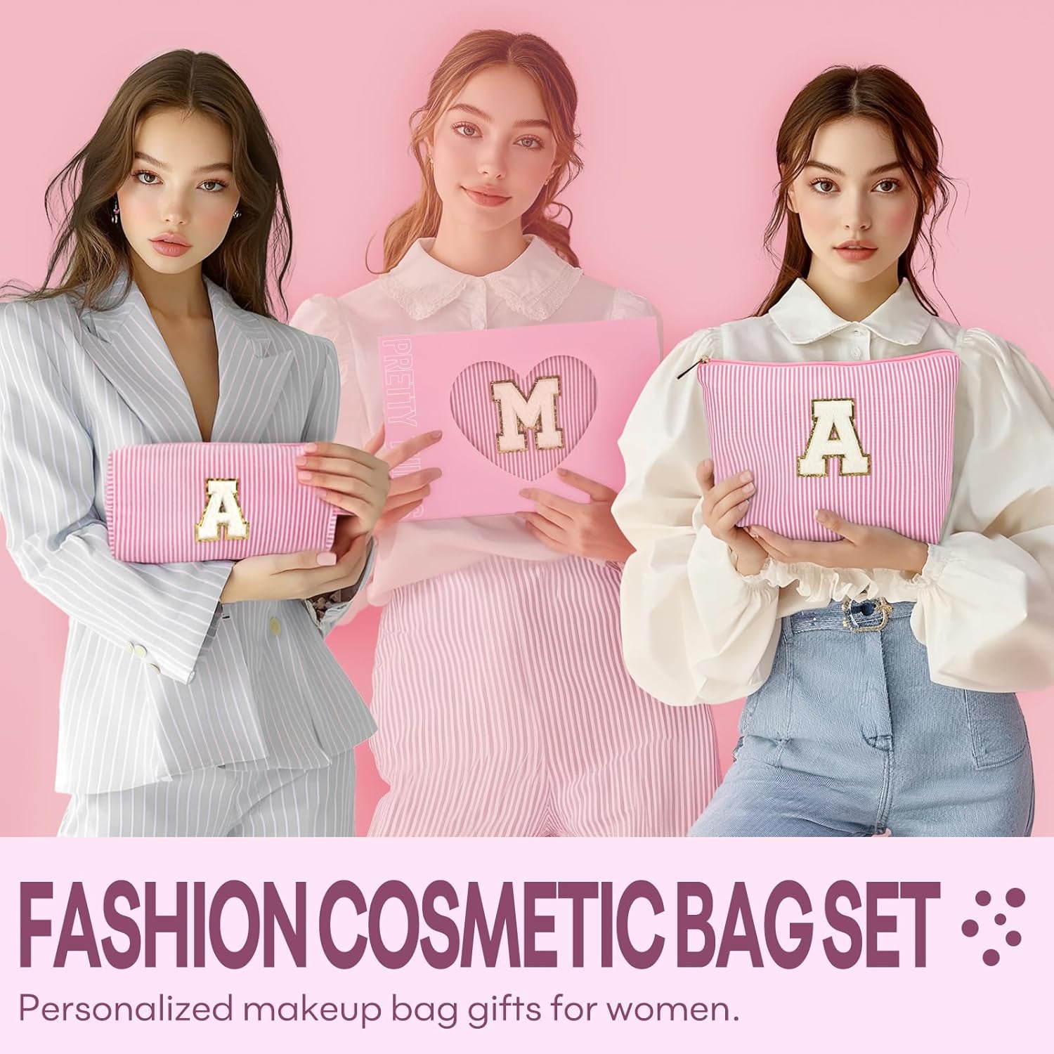 Graduation Gifts for Teen Girls Girlfriend - Mothers Day Gifts for Mom - 2PCS Gifted Box Makeup Bags - Cosmetic Bag for Travel Toiletry - Teen Girl Gifts Trendy Stuff Teacher Gift - Pink A