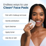 Clean² Pads 2.0 [NEW & Improved Edges] Guaranteed Not to Shed & Tear Face Pads, Unique Triple Layers, Textured & Ultra Soft Side, Organic Disposable Cotton, Pair with Makeup Remover