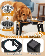 Elevated Dog Bowls for Small Medium Large Size Dogs, Non-Slip Dog Feeder with 2 Food Water Bowls, 2-5 Heights Adjustable Raised Bowls Stand